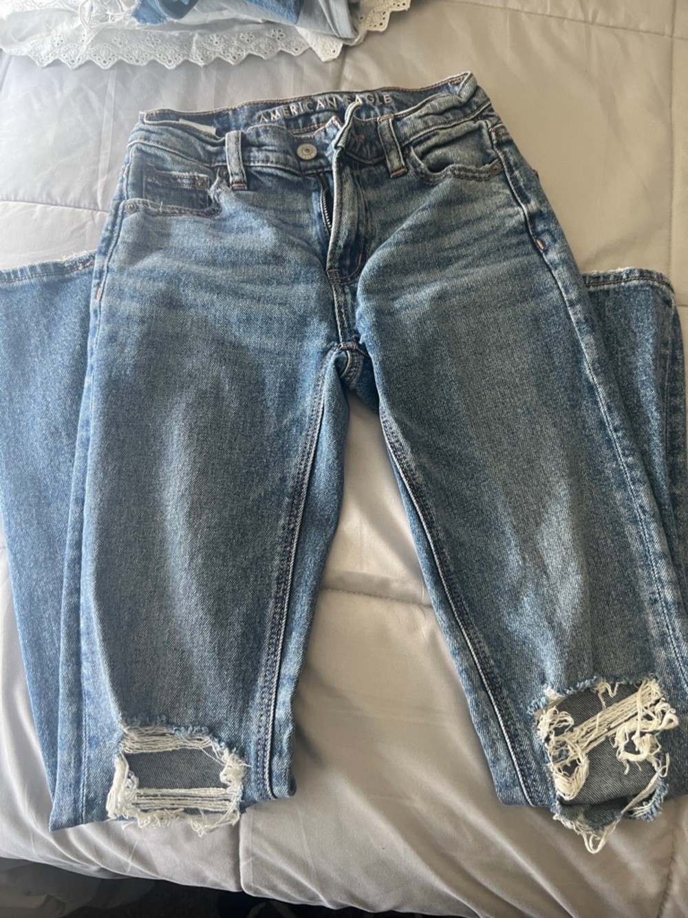 American Eagle Outfitters Distressed Light Blue Skinny Jeans
